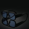 Candy color square sunglasses in black blue, Y2K double-bridge shades