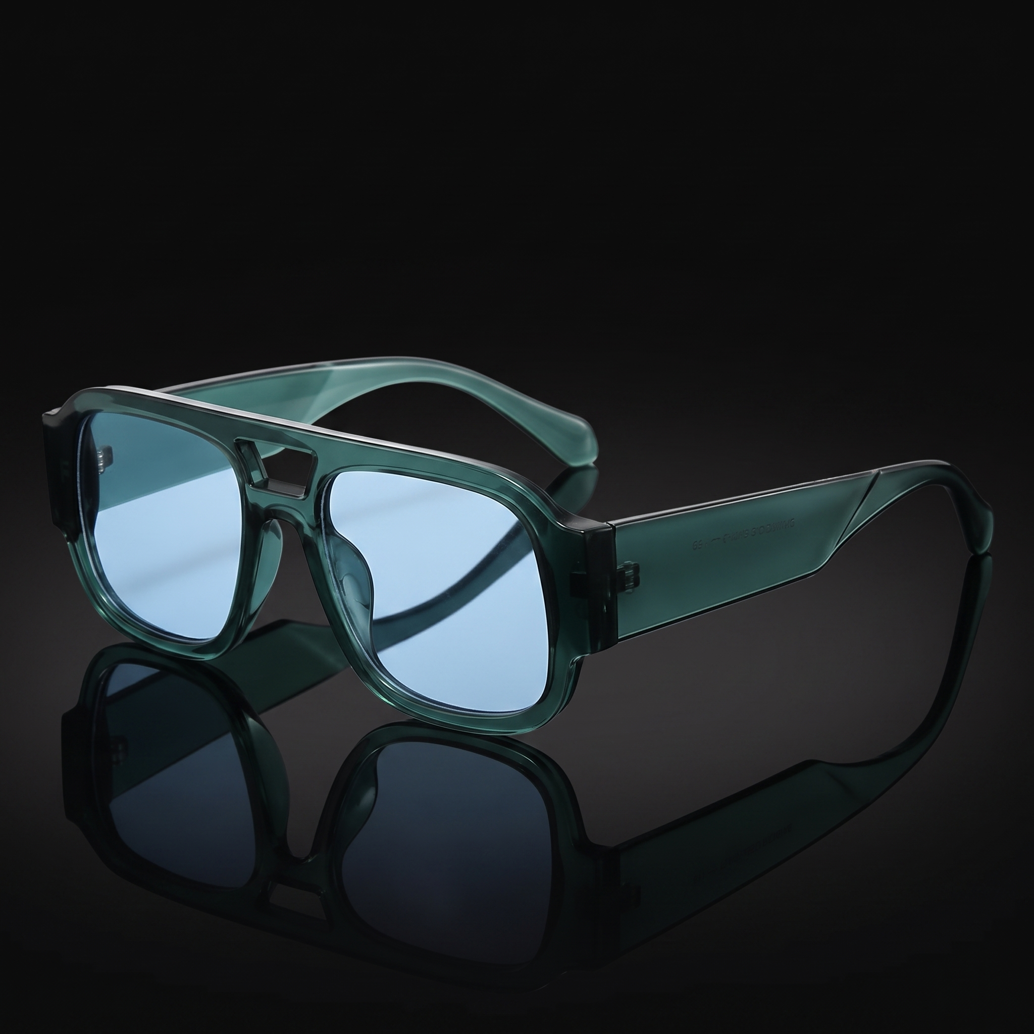 Candy color square sunglasses in green blue, Y2K double-bridge shades