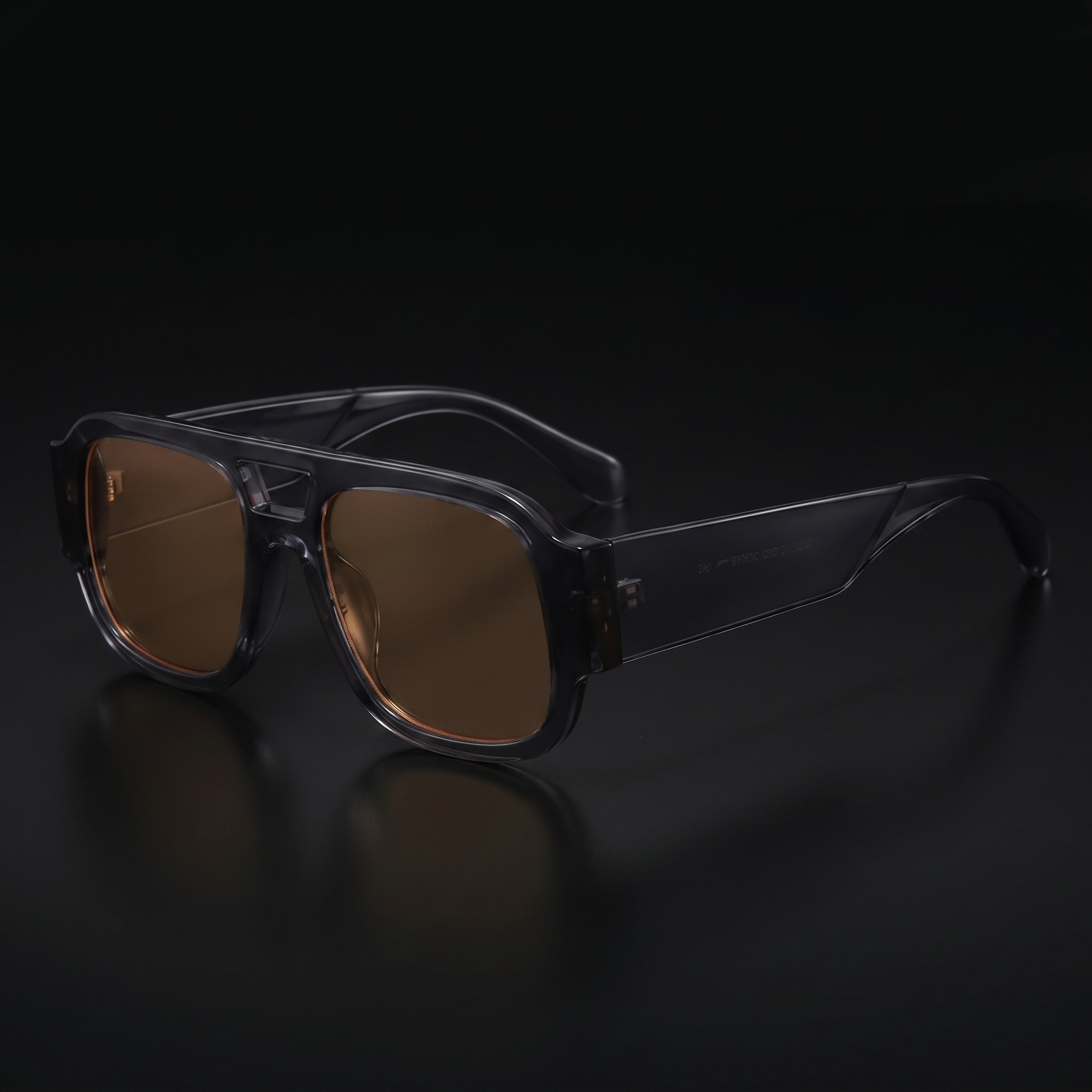 Candy color square sunglasses in grey tea, Y2K double-bridge shades