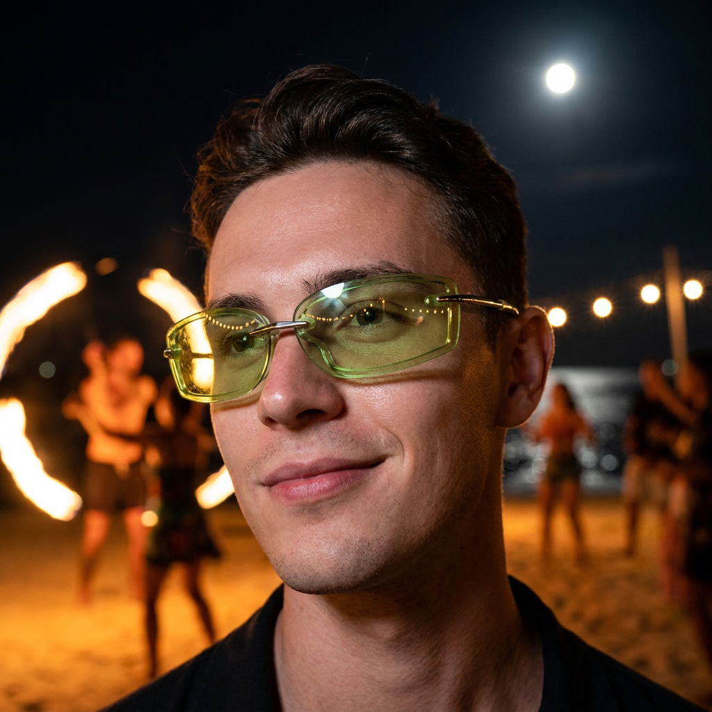 Swervy Vision Y2K rimless sunglasses - full moon beach party