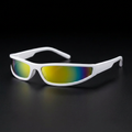 Narrow Rectangle Y2K sunglasses in White colorway studio close-up