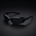 Future Wrap Y2K sunglasses black colorway studio close-up