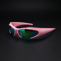 Y2K Speed Wrap sunglasses pink mirror colorway studio close-up