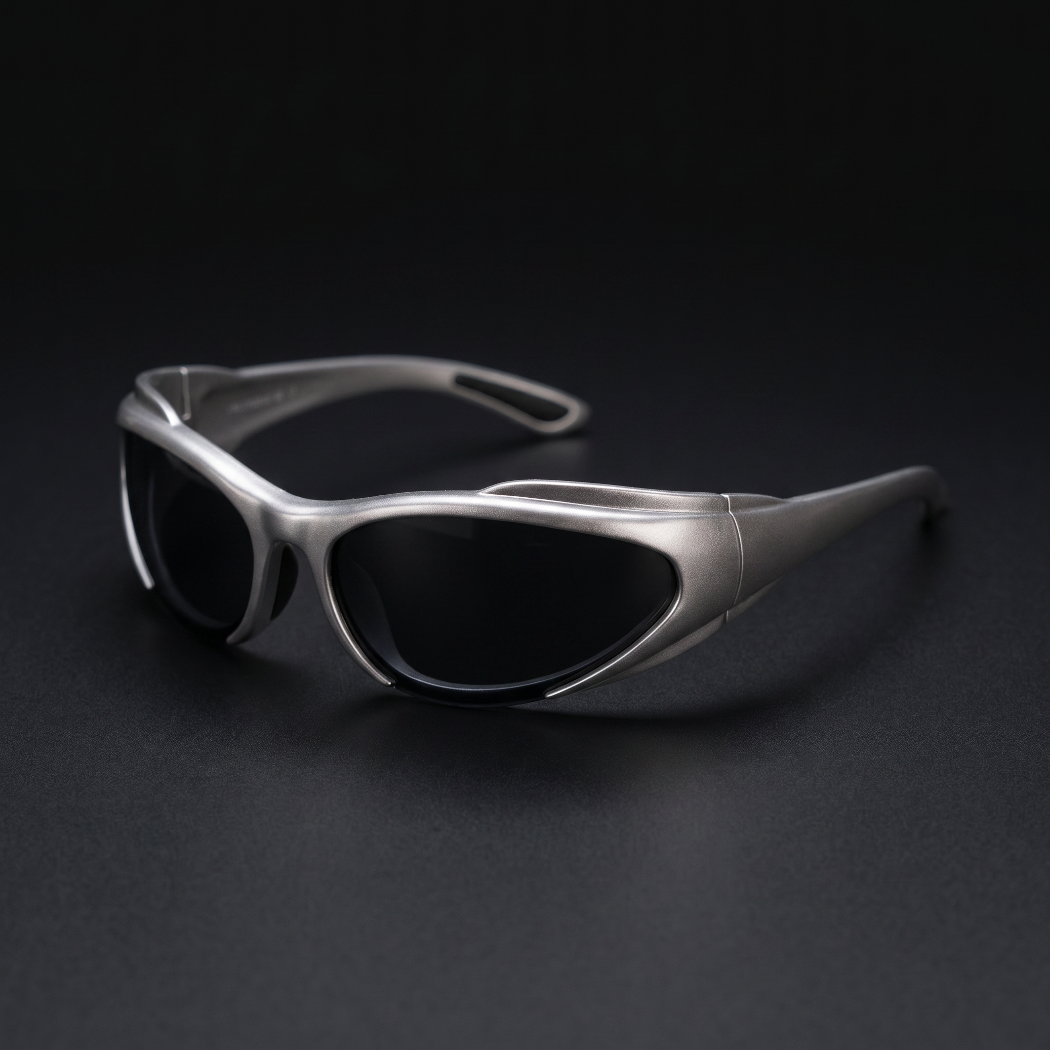 Y2K Speed Wrap sunglasses silver colorway studio close-up