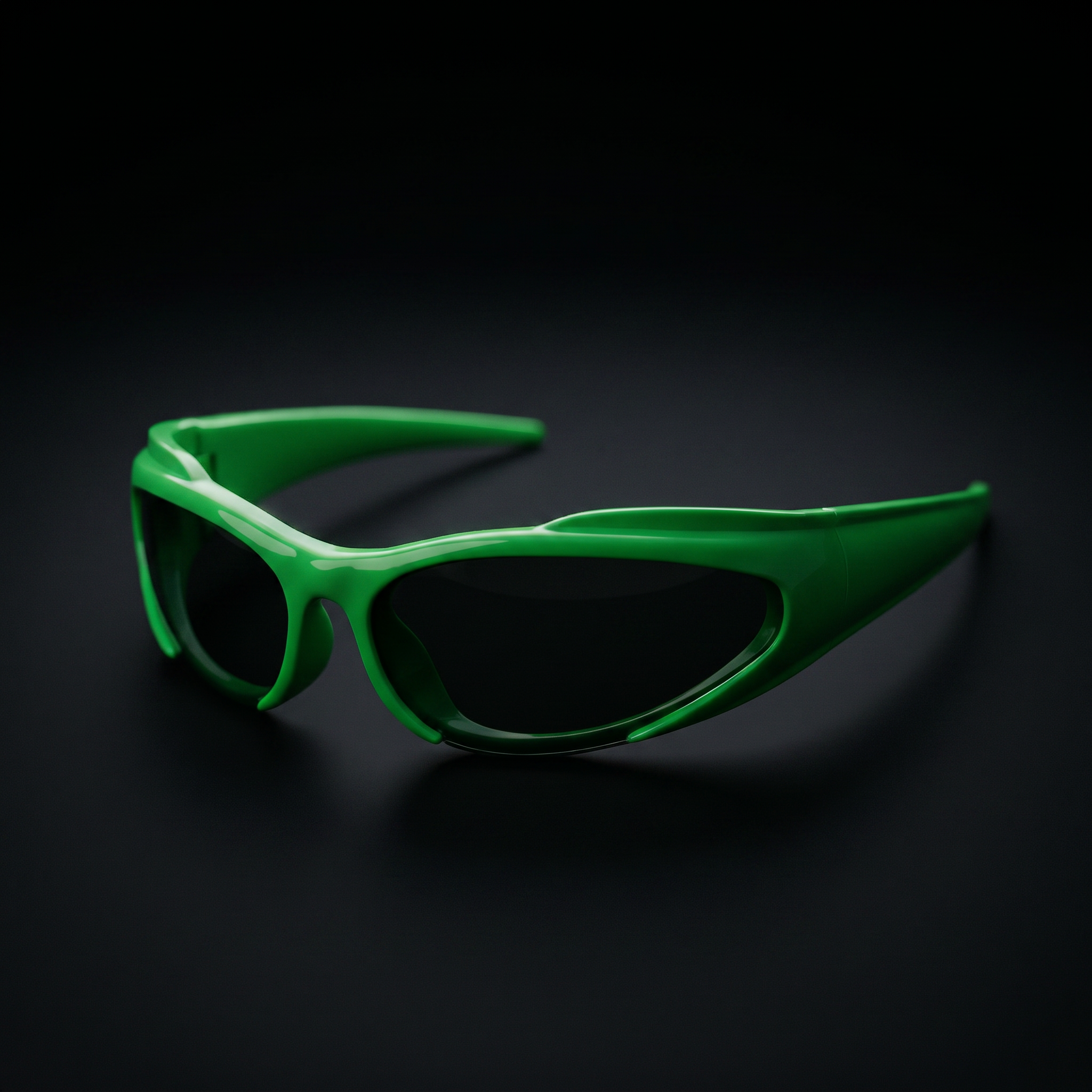 Y2K Speed Wrap sunglasses green colorway studio close-up