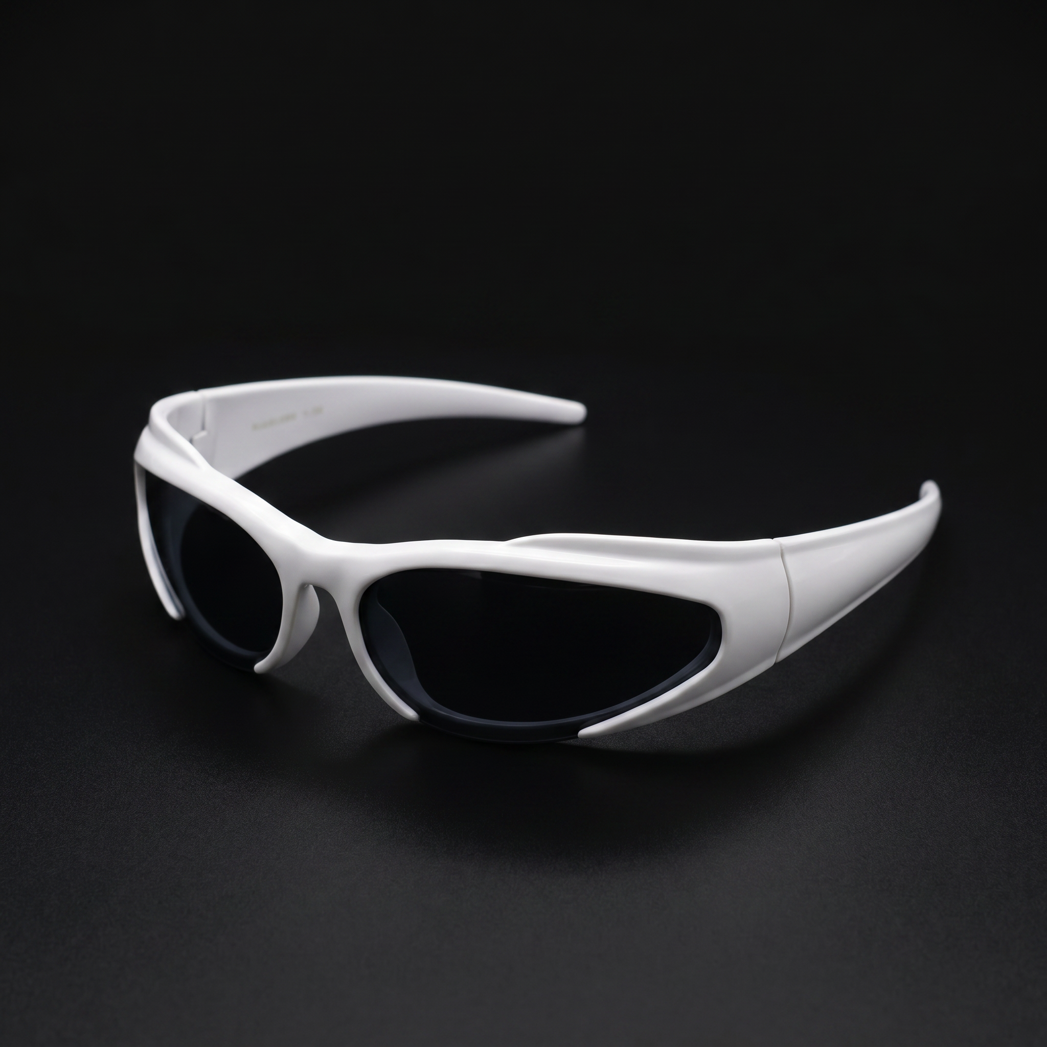 Y2K Speed Wrap sunglasses white colorway studio close-up
