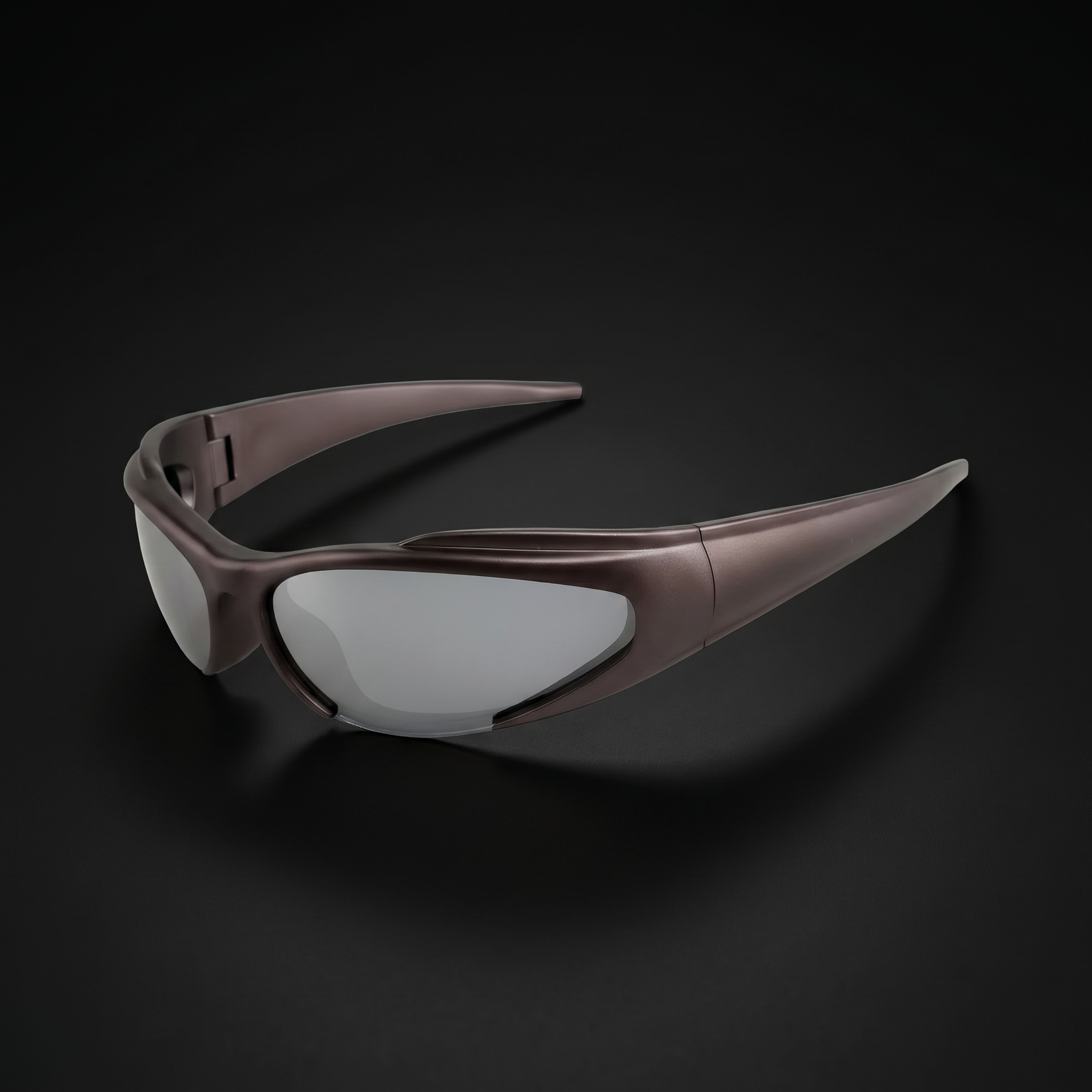 Y2K Speed Wrap sunglasses gunmetal colorway studio close-up