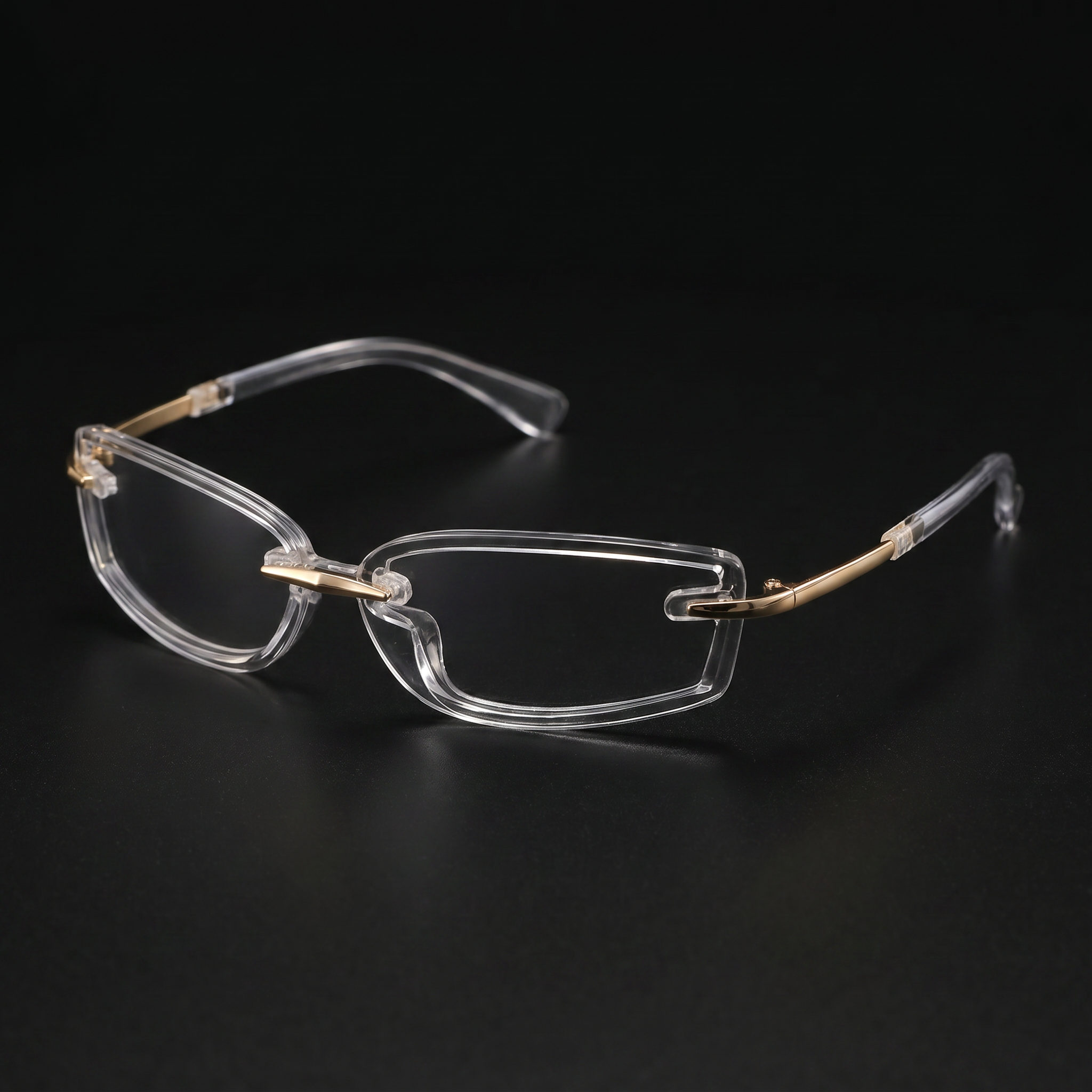 Swervy Vision Y2K rimless shades clear lens studio close-up