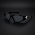 Star Rivet Y2K Sunglasses – Black colorway close-up