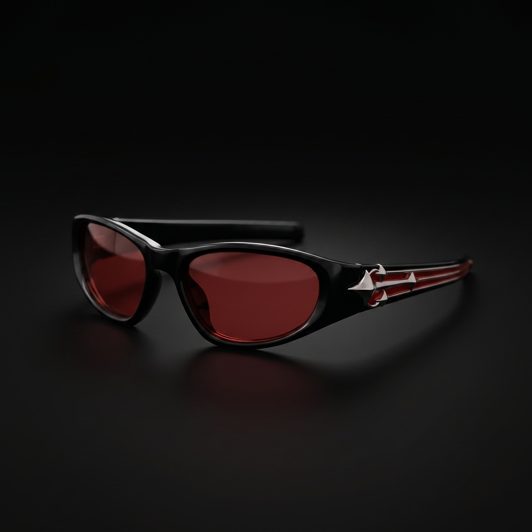 Star Rivet Y2K Sunglasses – Black/Red colorway close-up