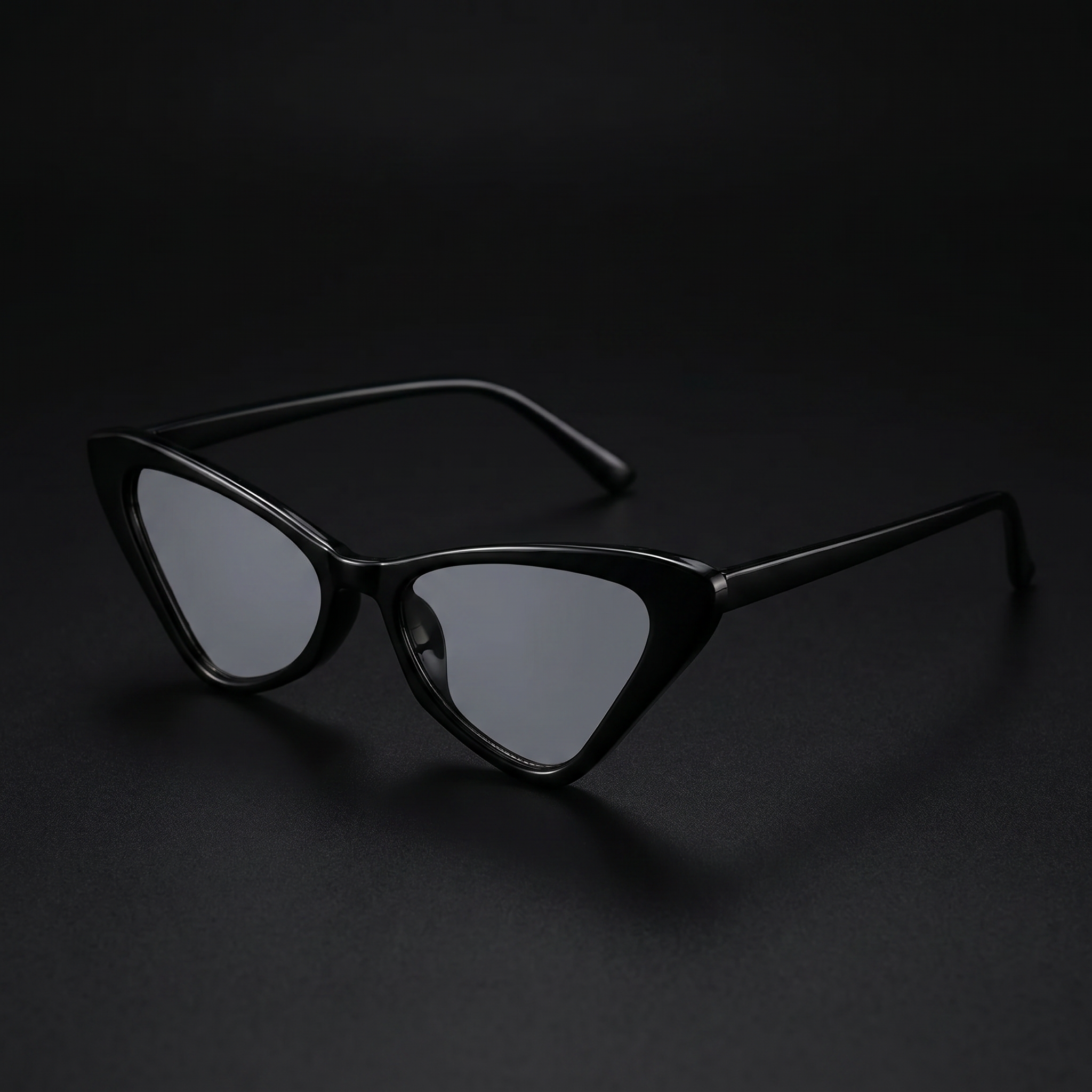 Small Cat Eye Retro 90s Sunglasses – Black colorway close-up