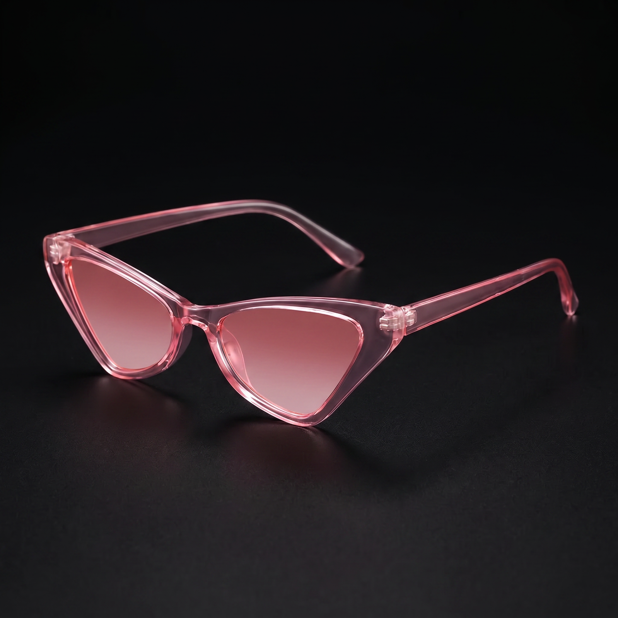 Small Cat Eye Retro 90s Sunglasses – Pink colorway close-up