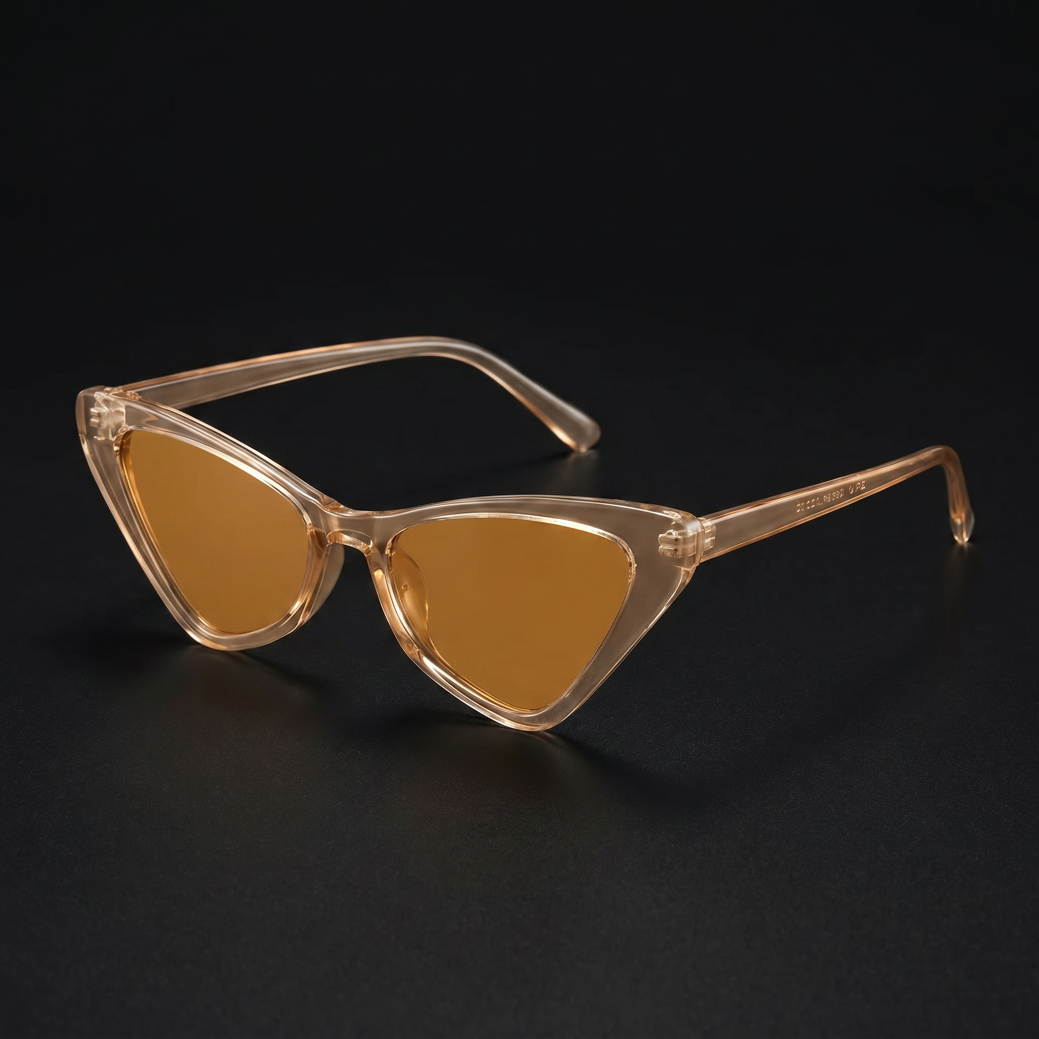 Small Cat Eye Retro 90s Sunglasses – Champagne colorway close-up
