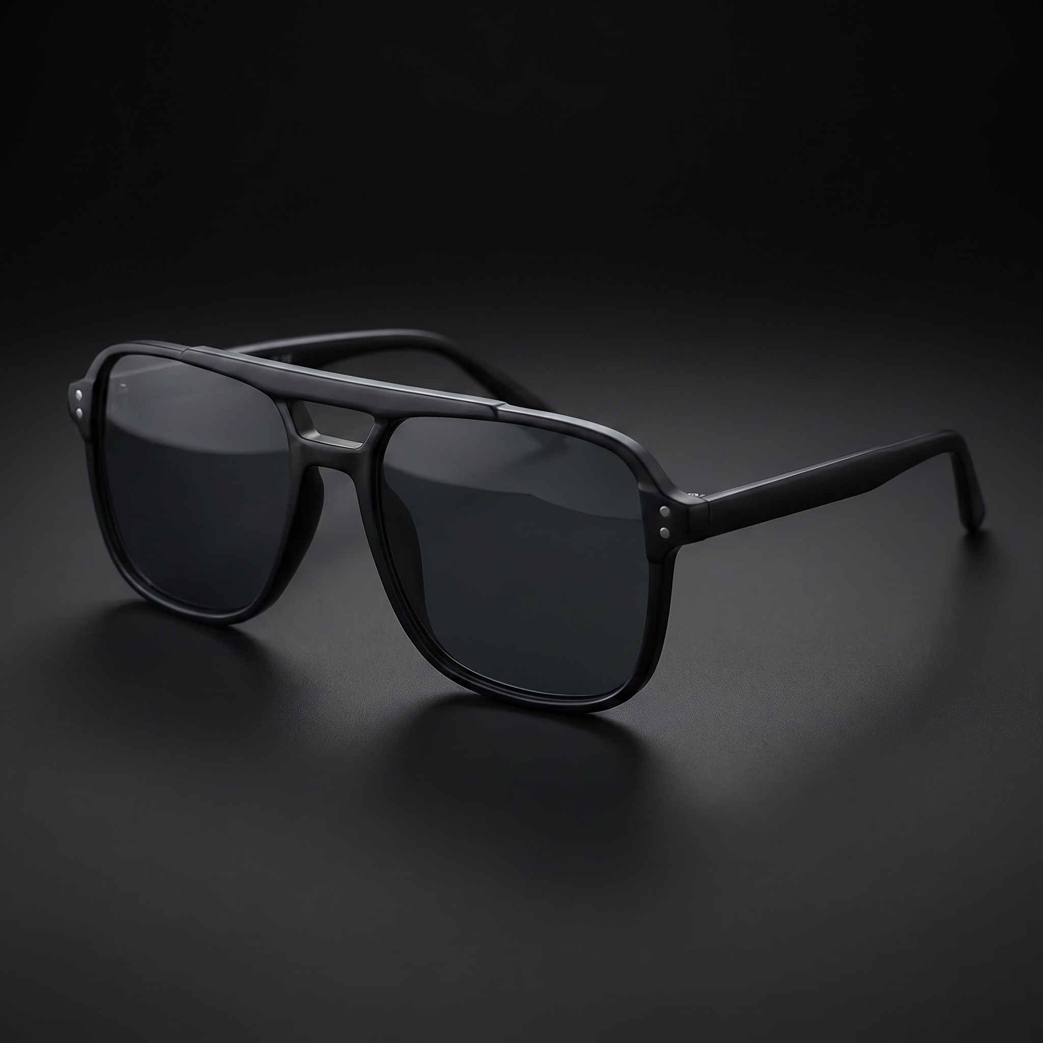 Vintage Square Sport Sunglasses – Black colorway close-up