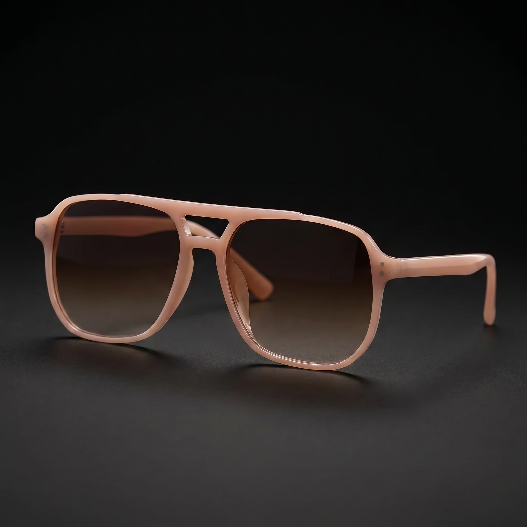 Vintage Square Sport Sunglasses – Nude Pink colorway close-up