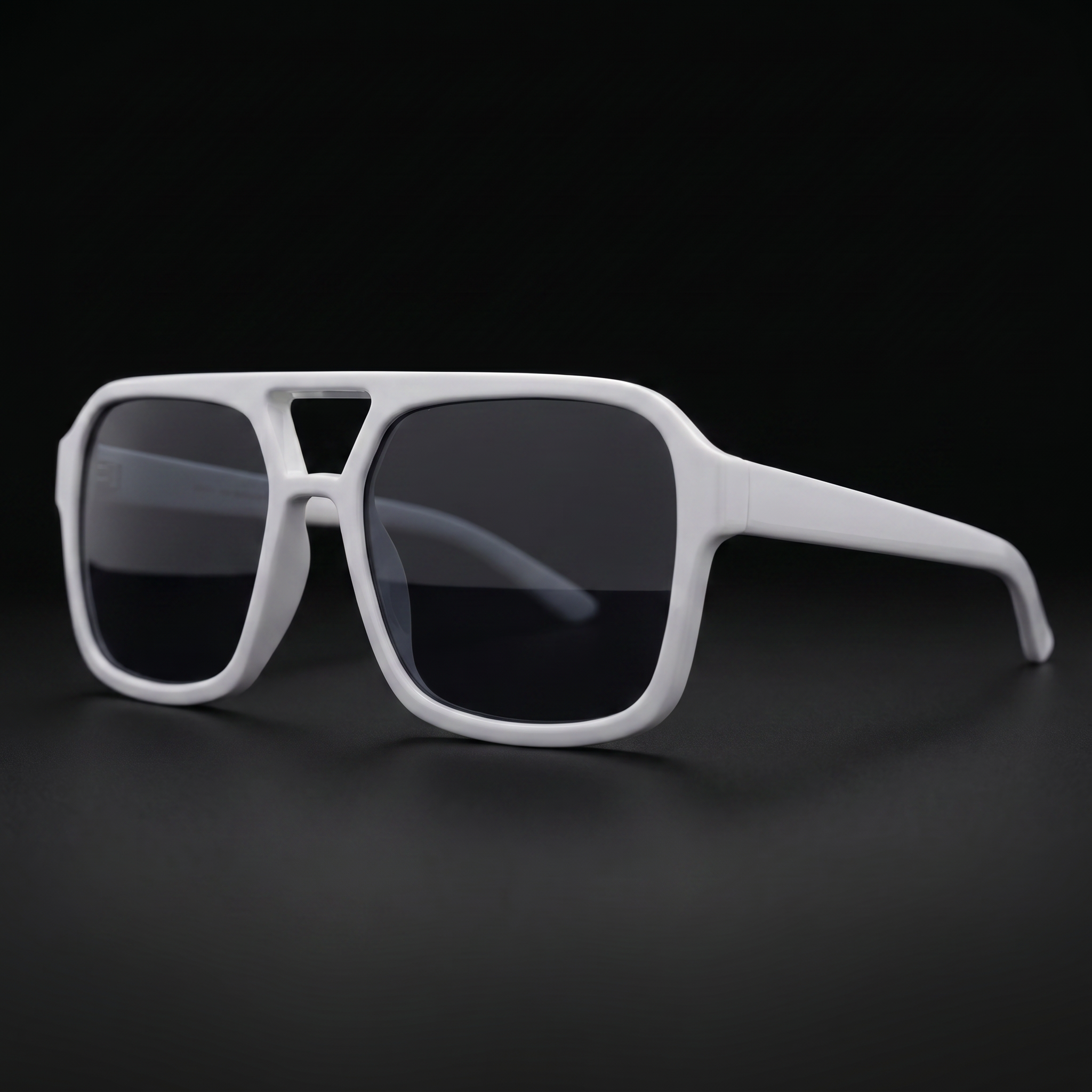 Vintage Square Sport Sunglasses – White/Gray colorway close-up
