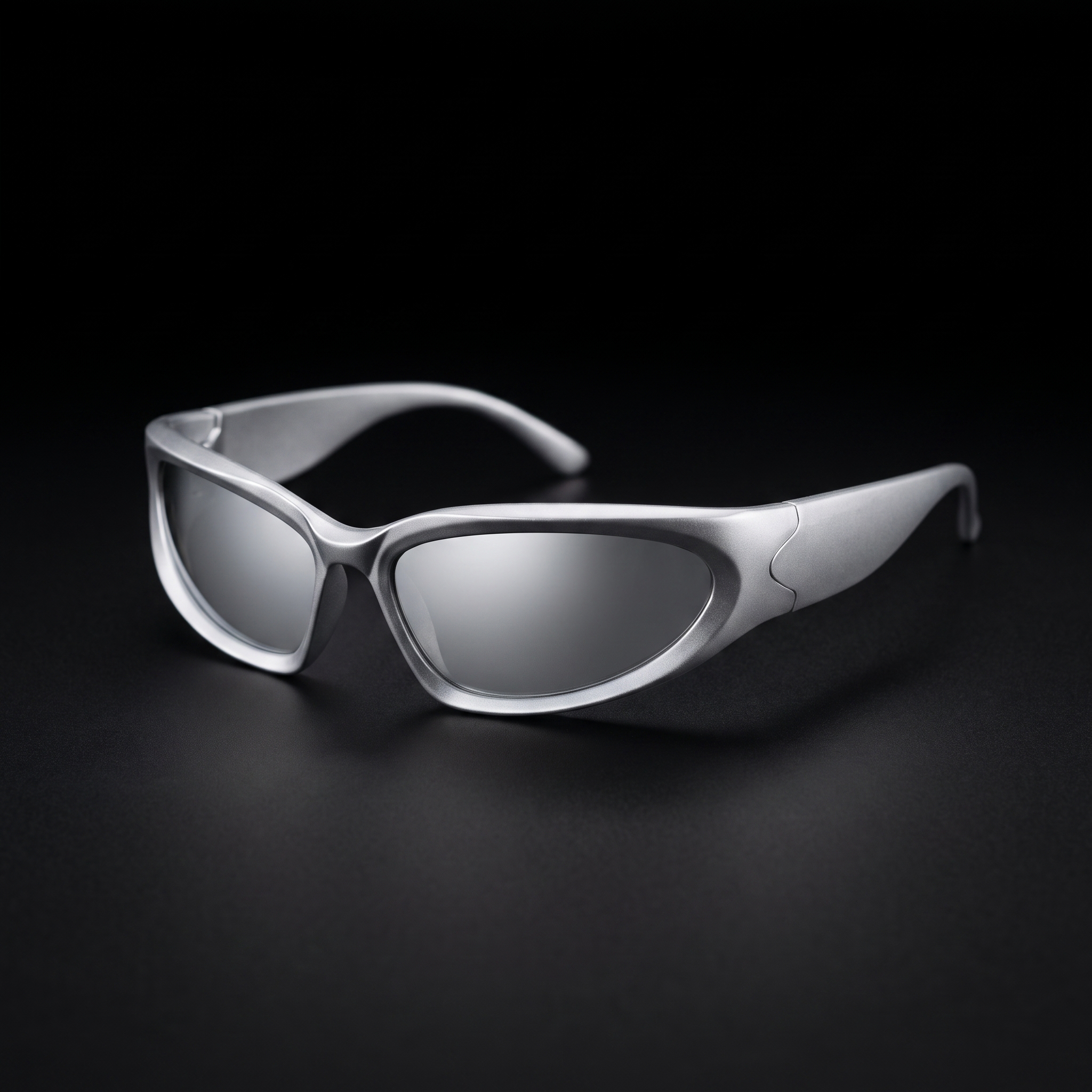 Swift Wrap Sport Sunglasses – Silver Mirror colorway close-up