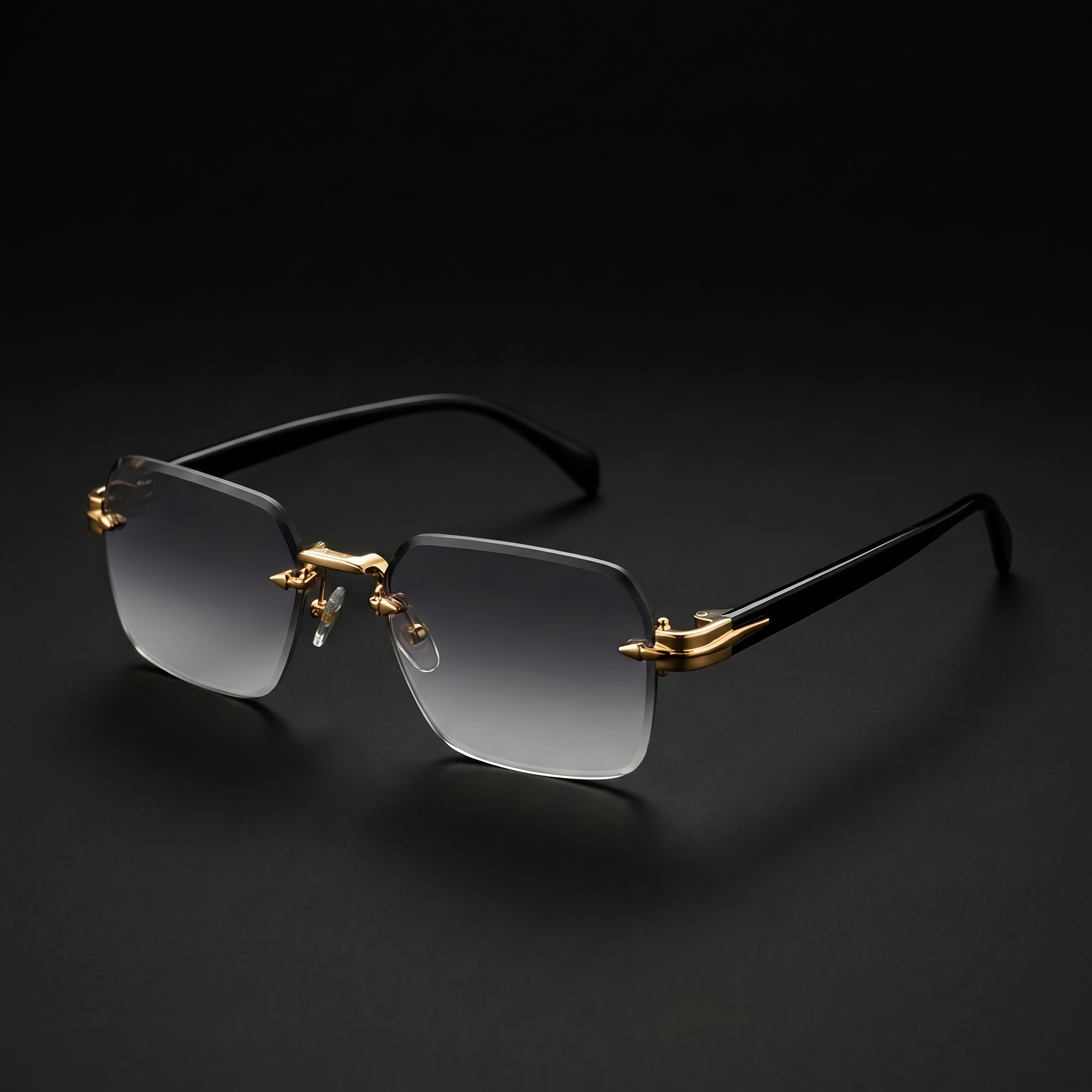 Rimless Gradient Luxe Sunglasses – Gold Grey colorway close-up