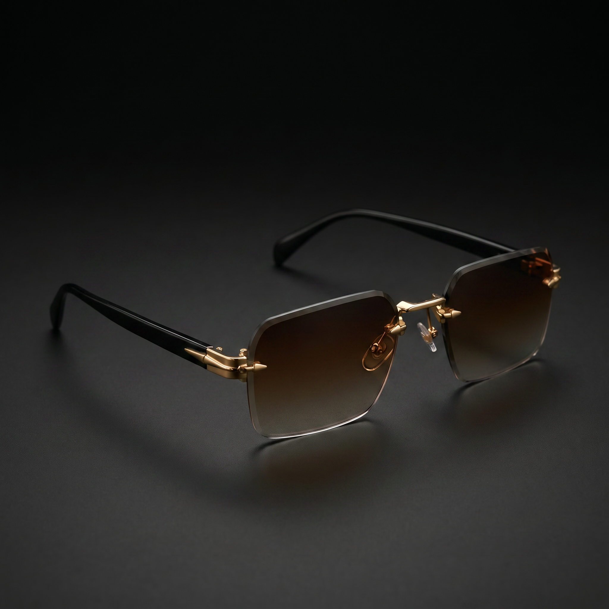Rimless Gradient Luxe Sunglasses – Brown colorway close-up