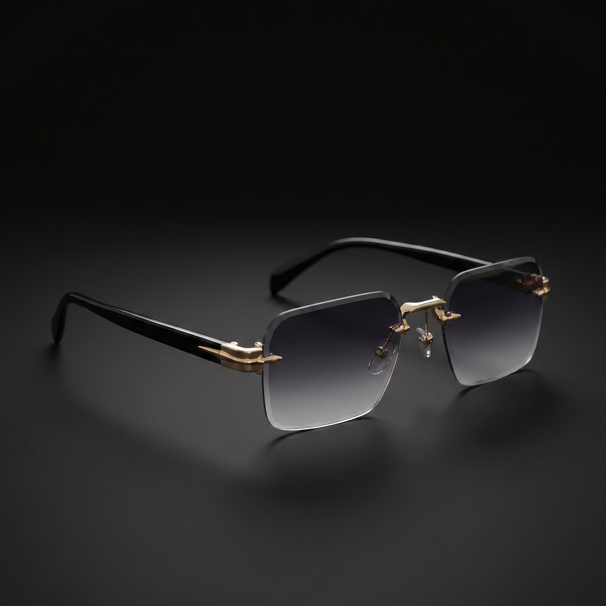 Rimless Gradient Luxe Sunglasses – Double Grey colorway close-up