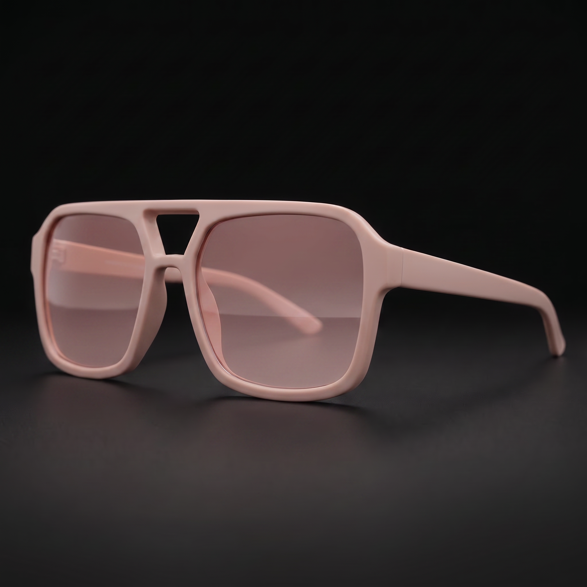 Vintage Square Sport Sunglasses – Nude Pink colorway close-up
