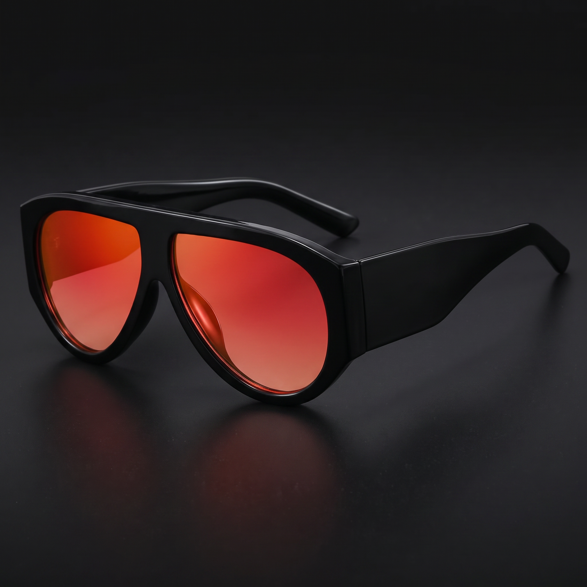 Oversized pilot sunglasses in black red — Swervy hip-hop shades