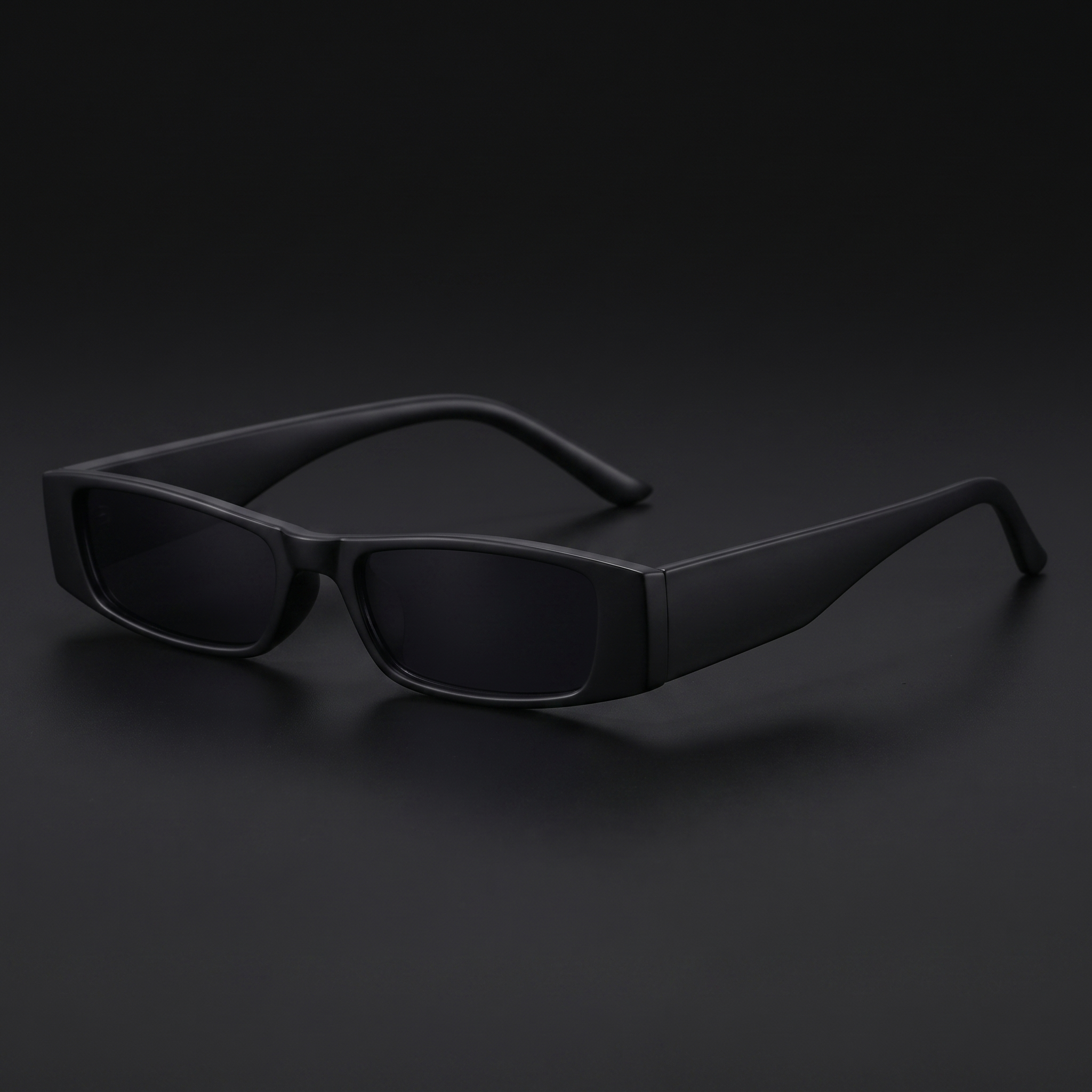 Slim rectangle Y2K sunglasses in matte black, Swervy cyber shades