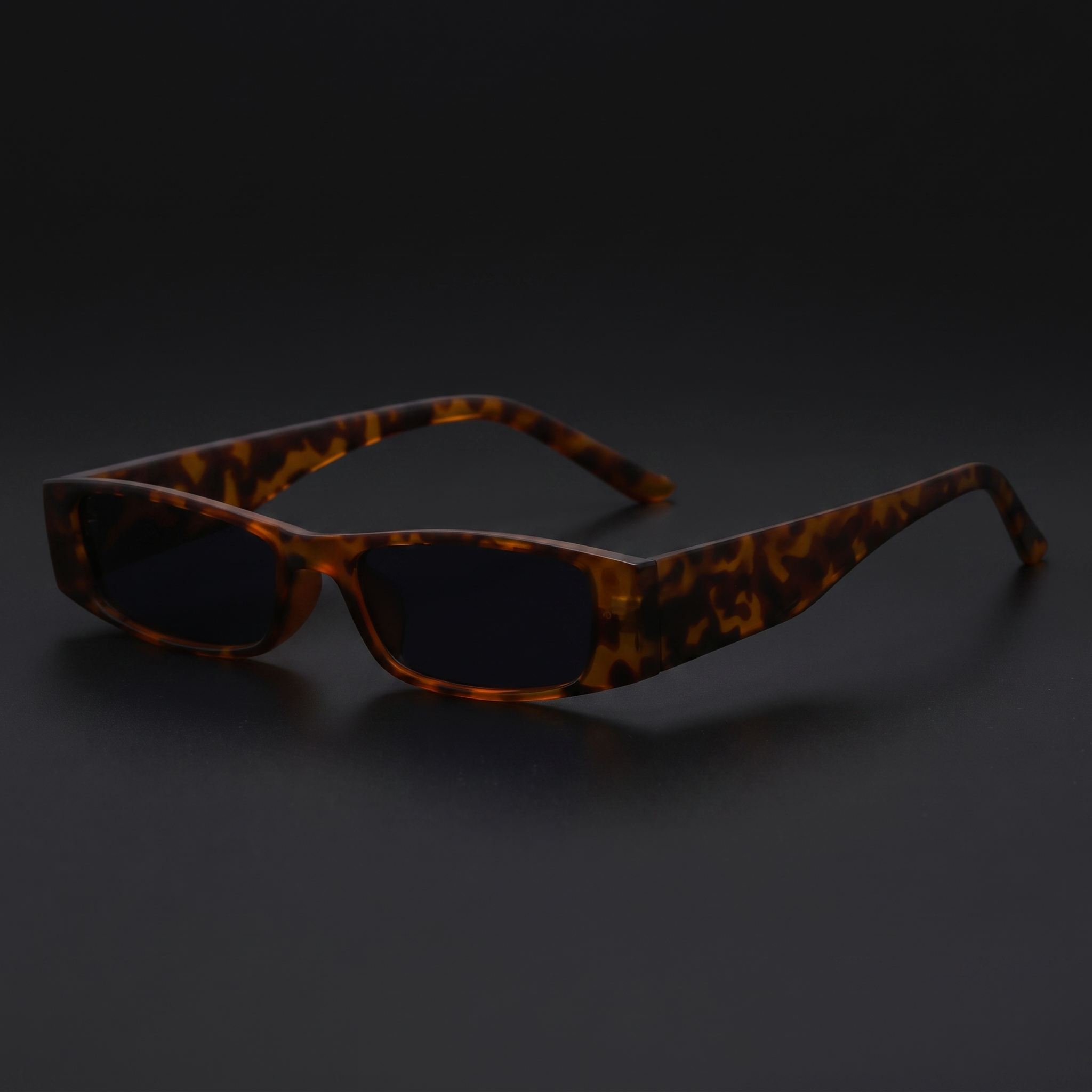 Slim rectangle Y2K sunglasses in matte leopard tortoise, Swervy shades