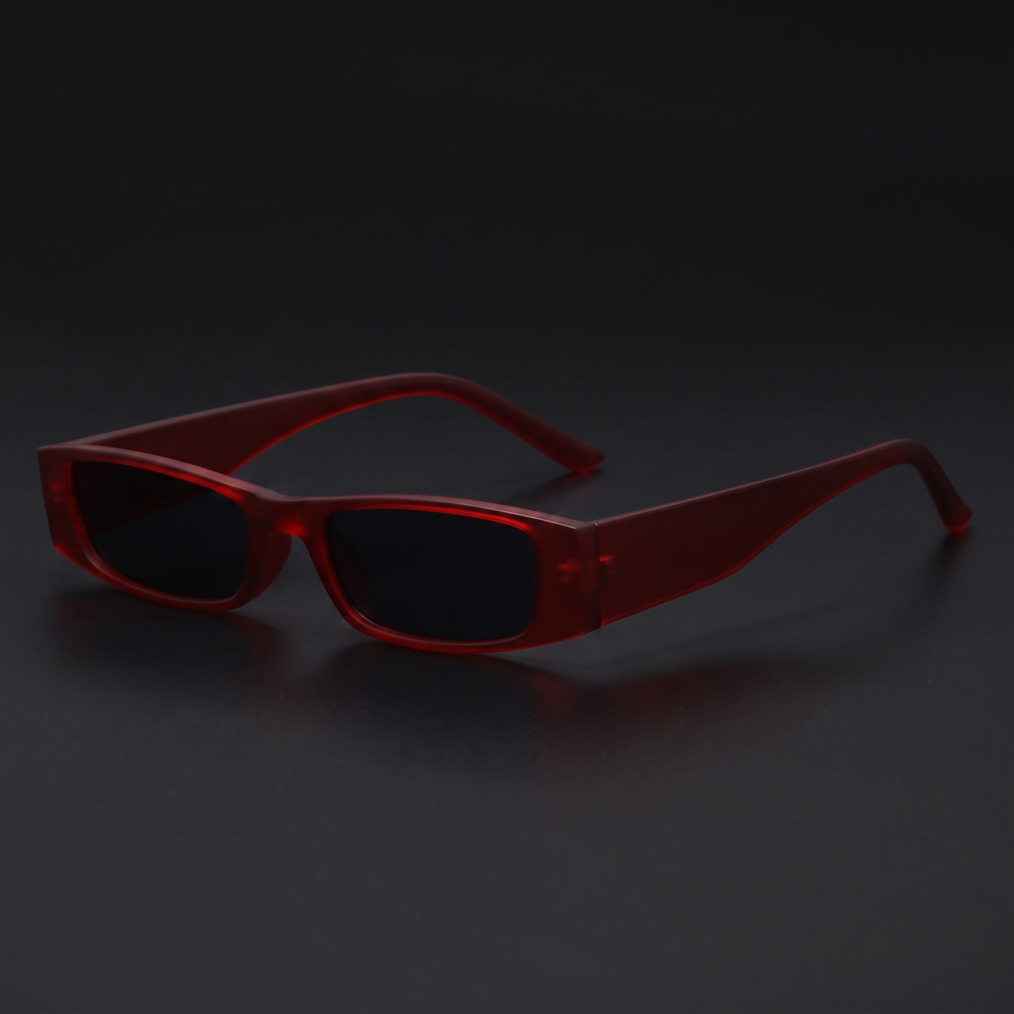 Slim rectangle Y2K sunglasses in matte red, Swervy shades