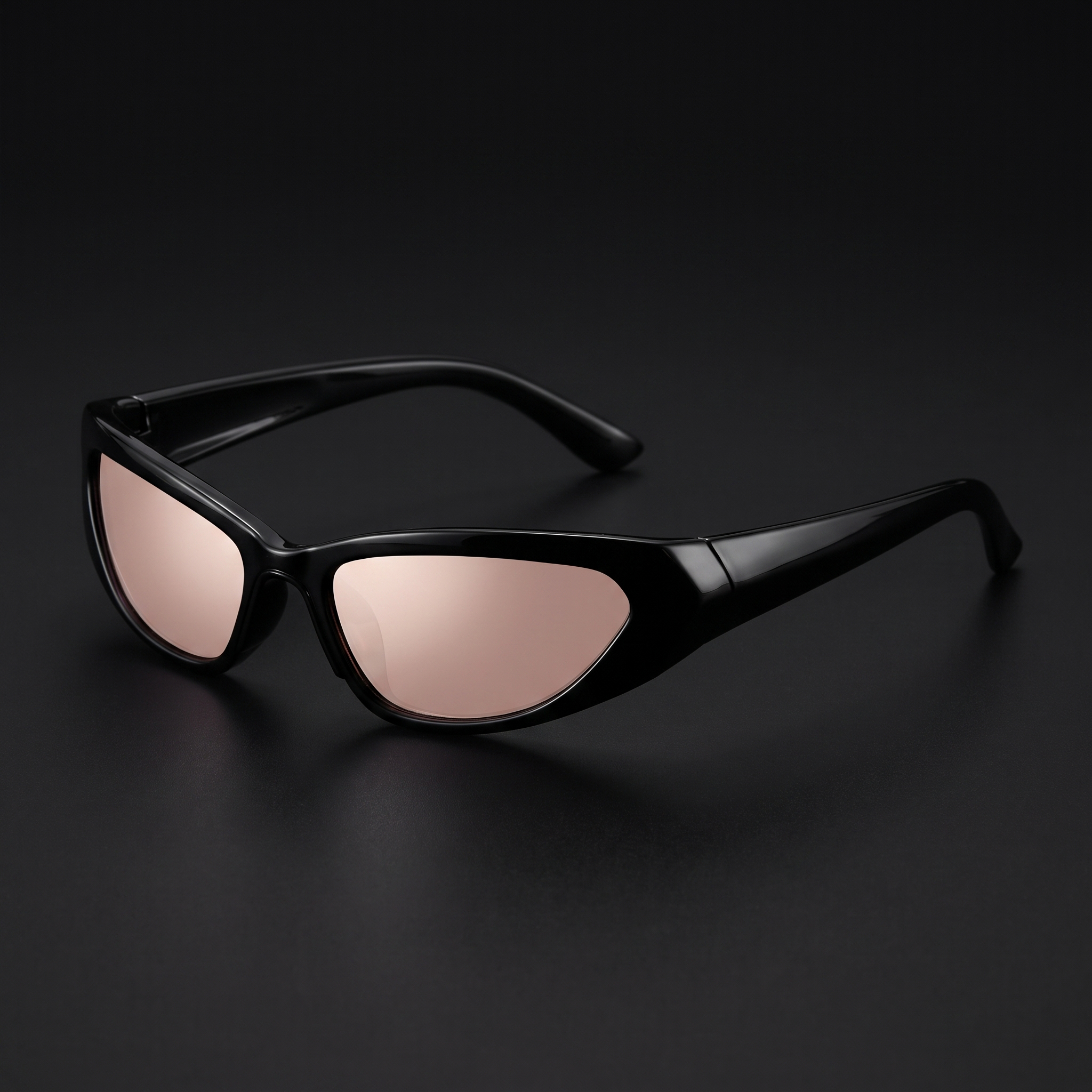 Wraparound goggle sunglasses in pink mirror — Swervy cyber shades