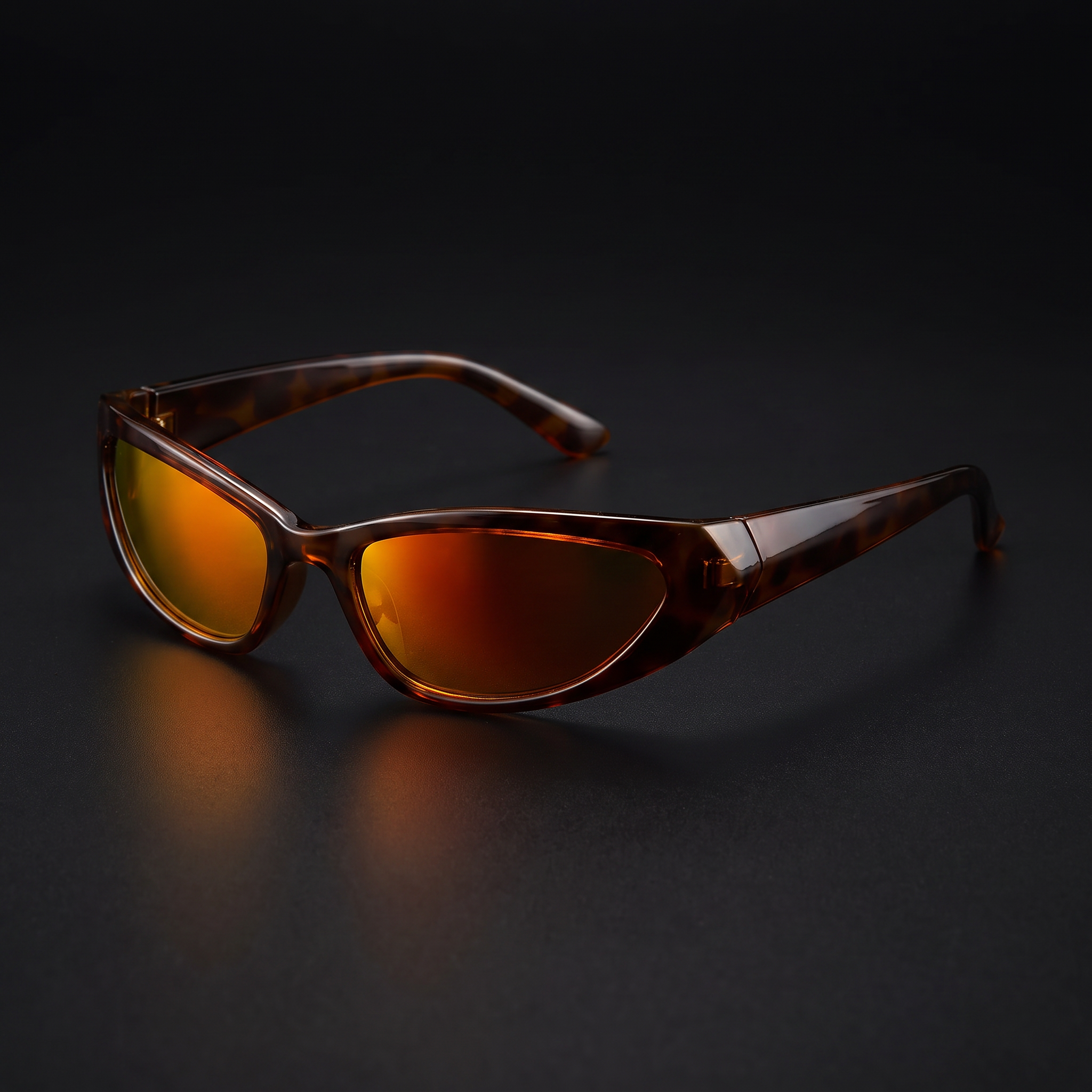 Wraparound goggle sunglasses in red mirror — Swervy cyber shades