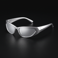 Wraparound goggle sunglasses in silver mirror — Swervy cyber shades