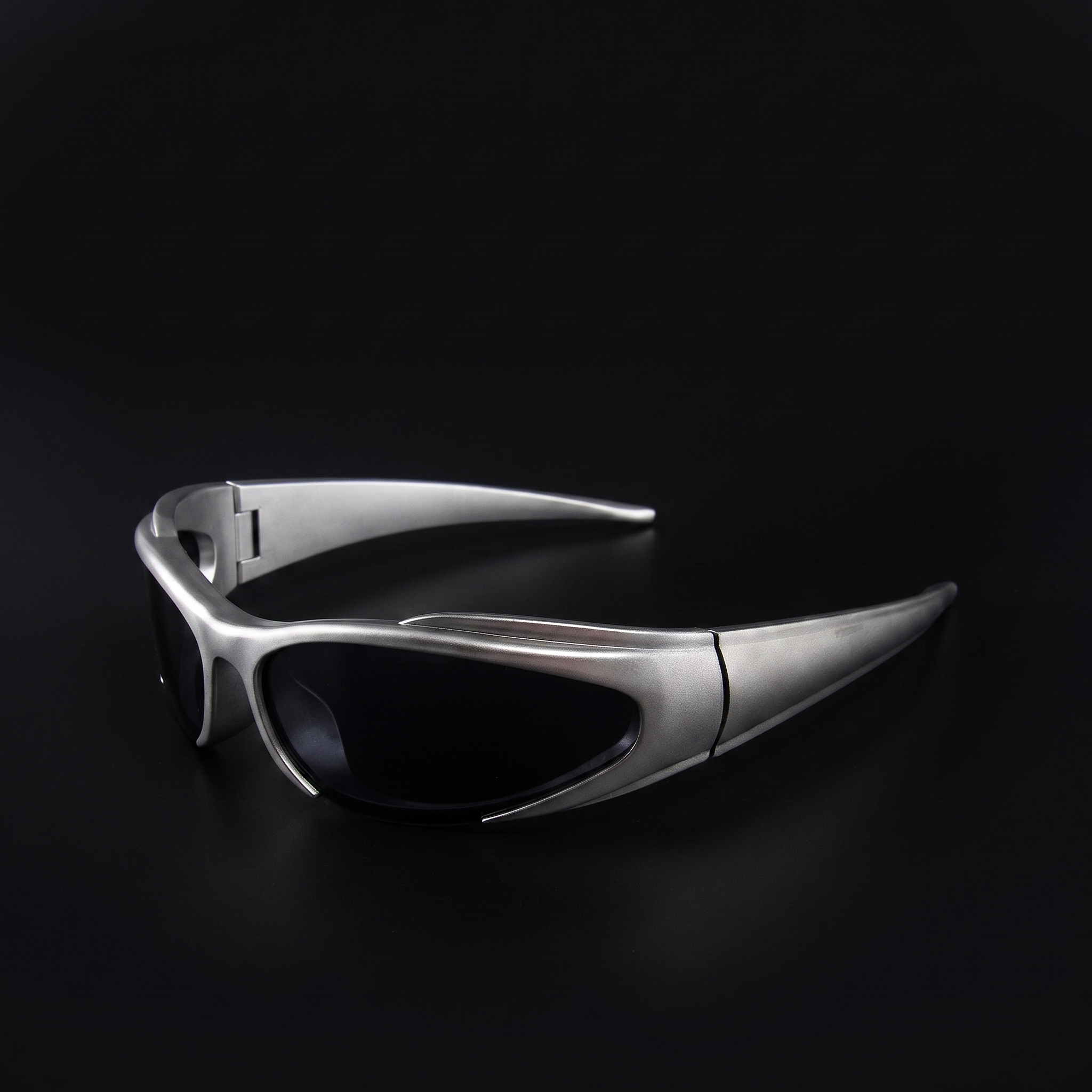 Y2K Speed Wrap sunglasses silver colorway studio close-up